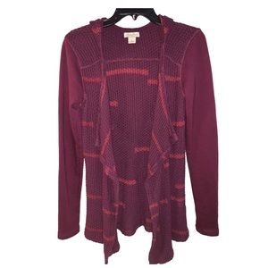 Lucky Brand Live in Love Open Front Drape Hooded Knit Cardigan Size S